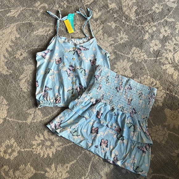 🦋 NWT Society and Stitch girls size large skirt and tank top set cutest ever - Picture 1 of 1